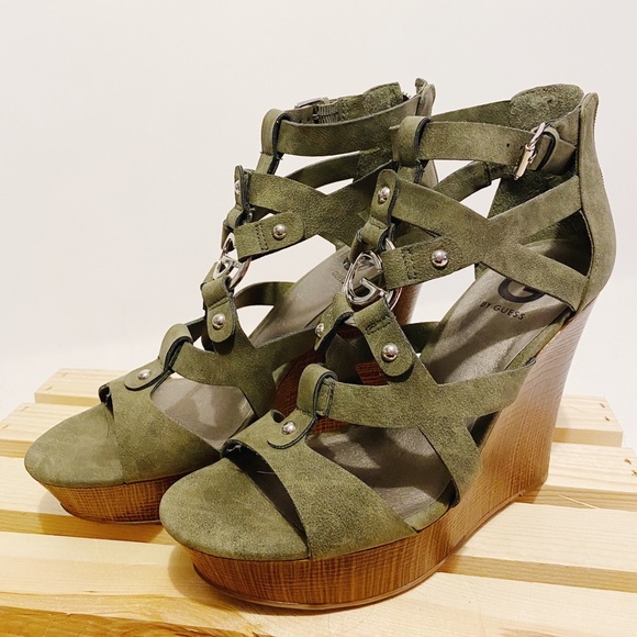 olive green wedges shoes